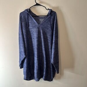 Torrid Super Soft Dark Blue Heathered Lightweight Pullover Hoodie Plus Sz 4X NWT